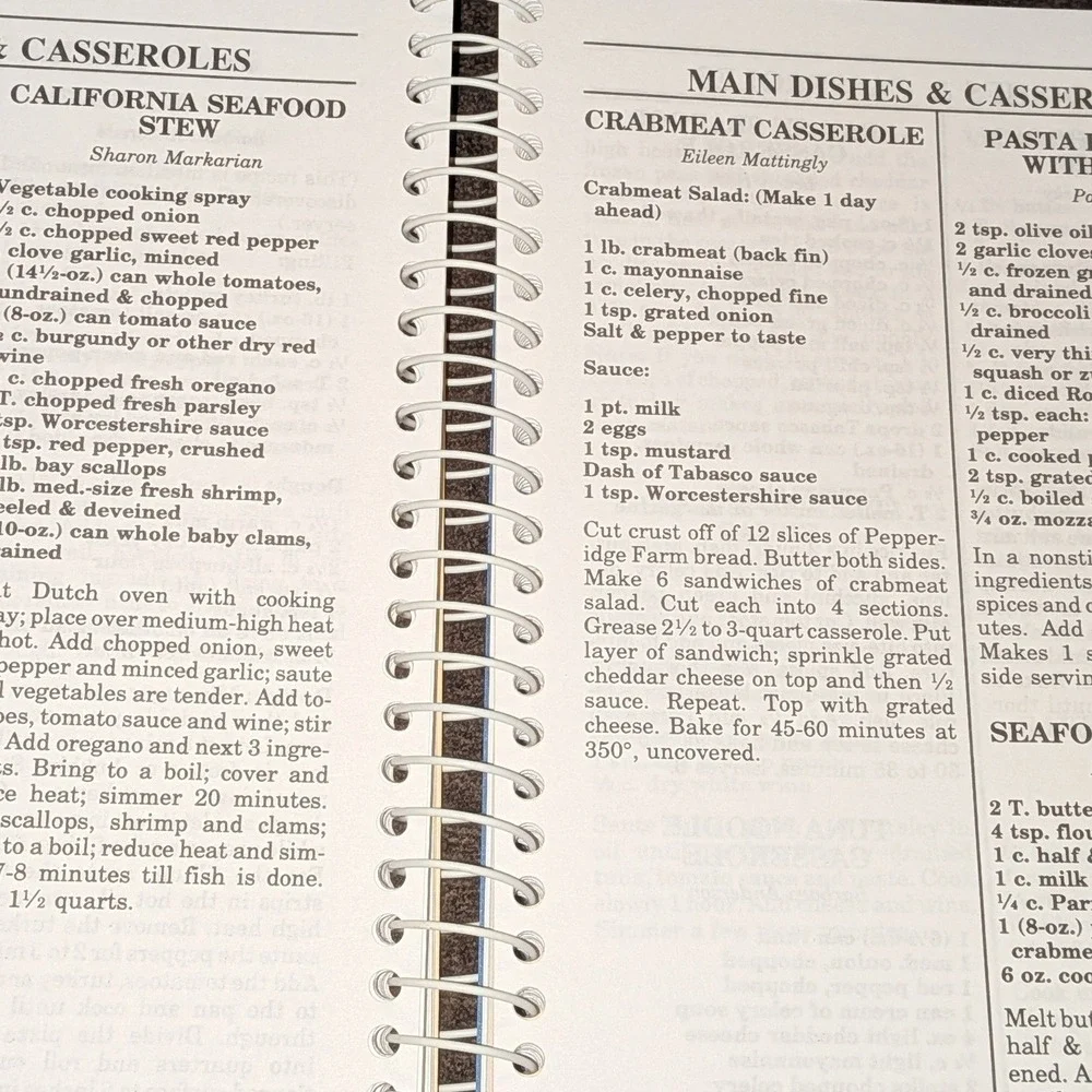 Vintage St. Thomas Aquinas Catholic Church Spiral Cookbook 1995